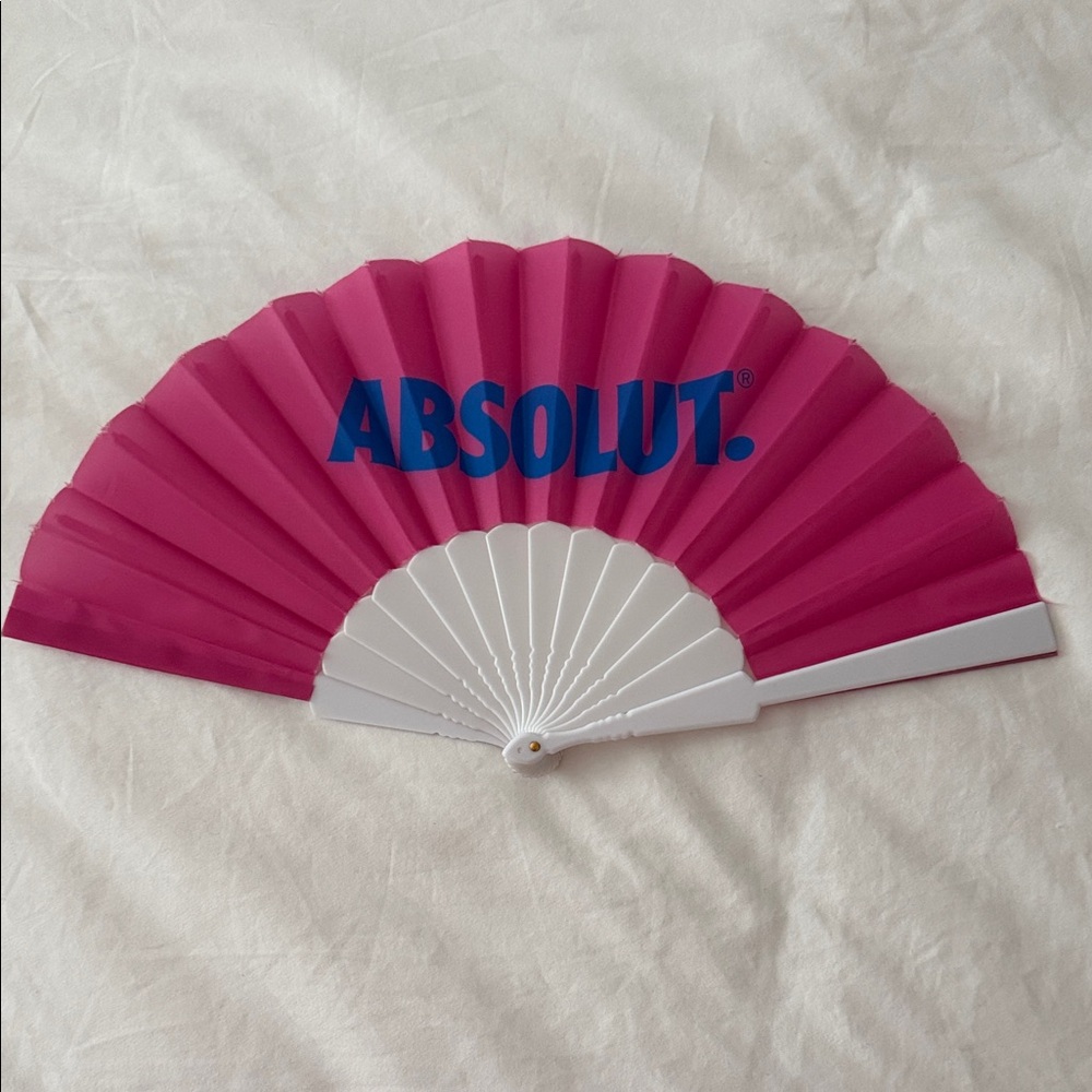 Pink and White Hand Fan